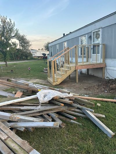 Small porch for a trailer home in the process of being built
